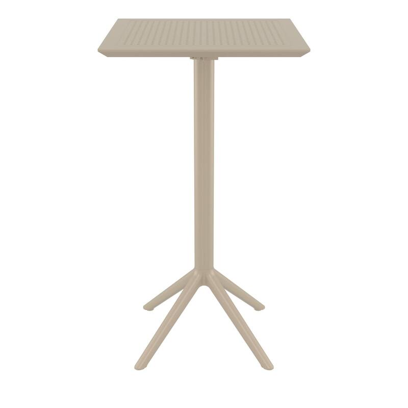 42.5" Taupe Brown Folding Square Outdoor Patio Bar Table