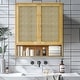 preview thumbnail 15 of 19, Bathroom Wall Cabinet Storage Organizer with Adjustable Shelf Double Door Natural Wood