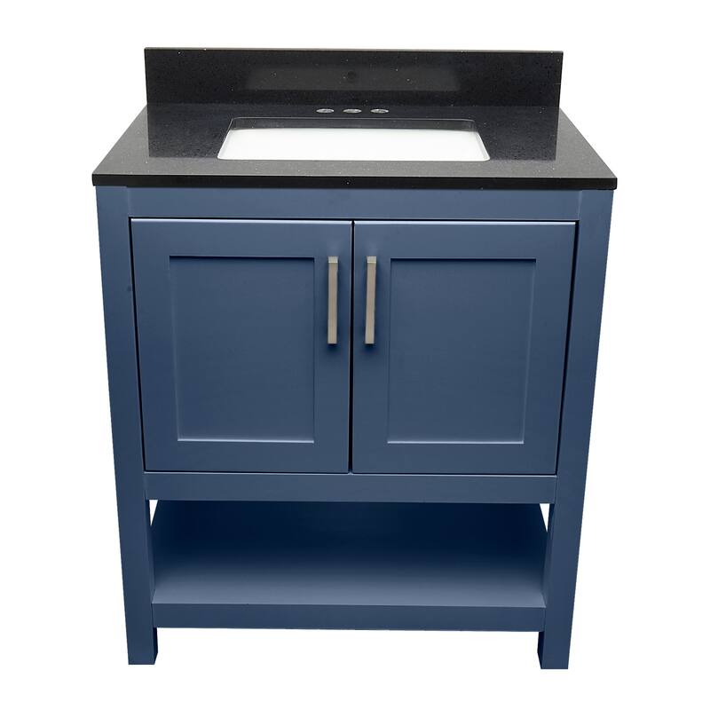 Taos 31" Bathroom Vanity with Cultured Marble Vanity Top Sink in White with White Basin