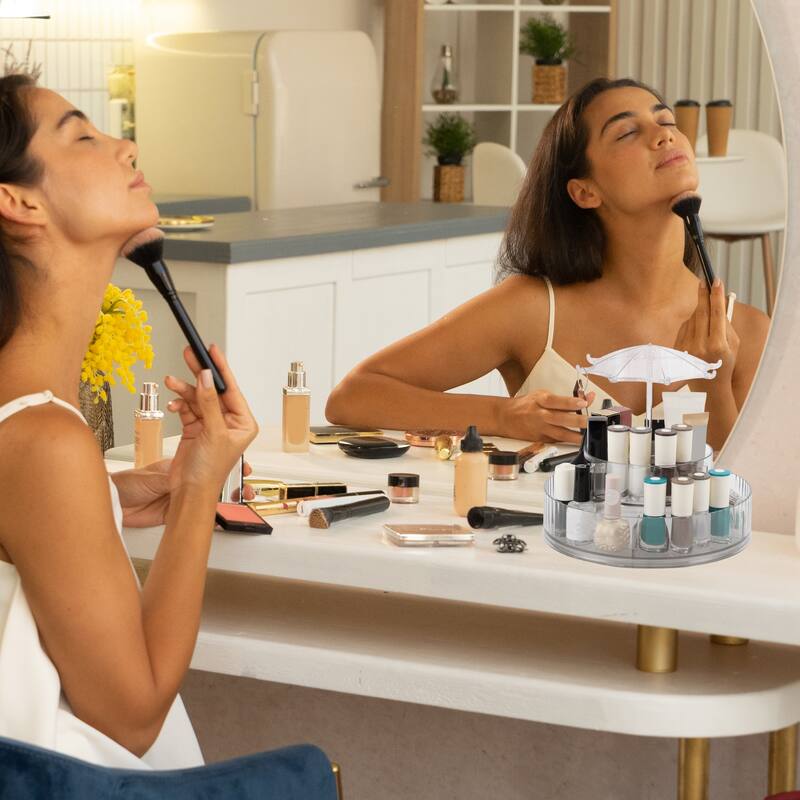 Rotating Makeup Organizer 360° Rotatable Cosmetic Display Case for Lotions Clear