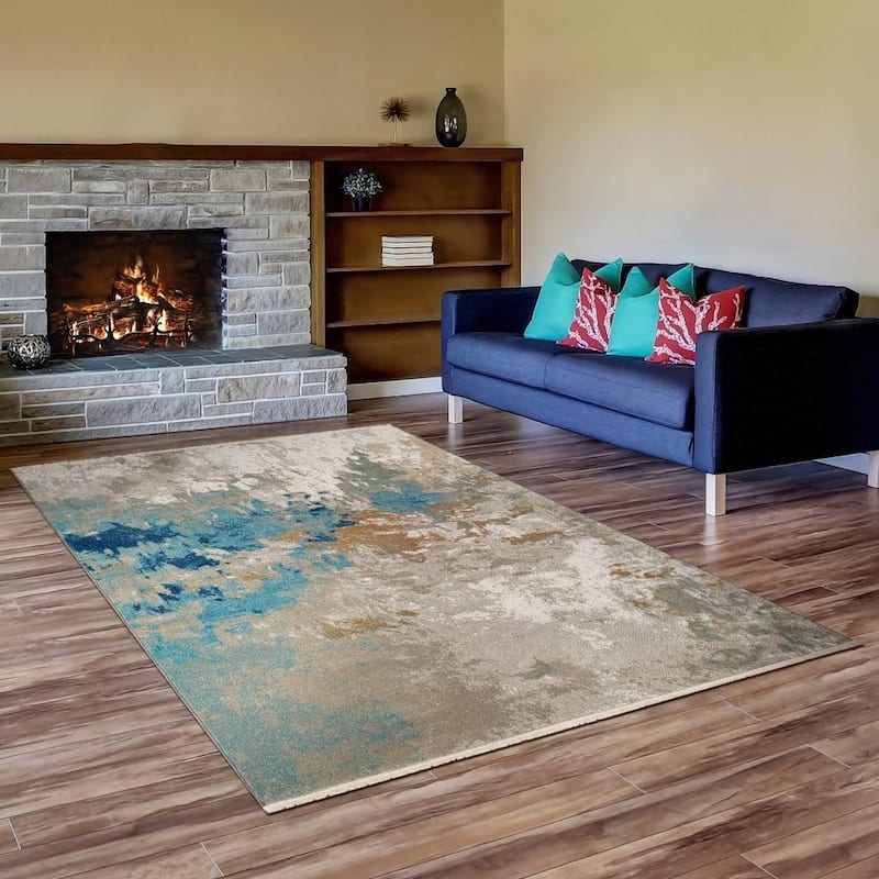 Luxe Weavers Boho Abstract Fringed Area Rug - 8x10 - Multi