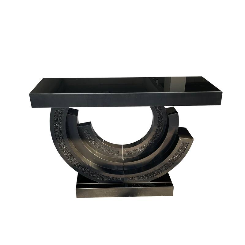 New Design Crushed Diamond Mirrored Console Table, Entryway Table With Diamond Inlay, Long Accent Table, Glass Sofa Table
