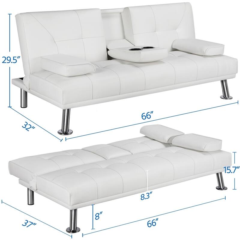Yaheetech Modern Recliner Couch Faux Leather Futon Sofa Bed
