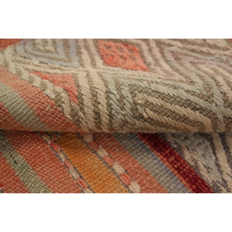 Hand Woven Oriental 100% Wool Carpet Southwestern Tribal Multi-Colored Kilim Area Rug - 7' 2'' X 4' 5''