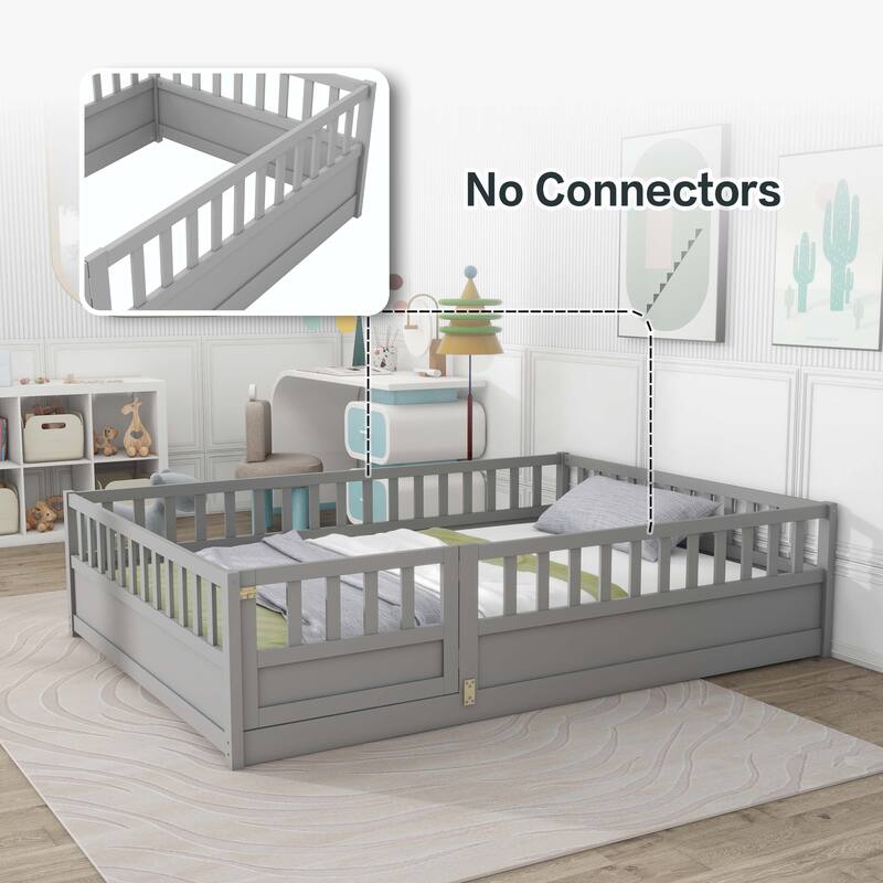 Montessori wooden children's floor bed without Support slat