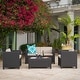 preview thumbnail 8 of 18, Puerta Outdoor 4-piece Chat Set with Cover by Christopher Knight Home Beige + Dark Brown