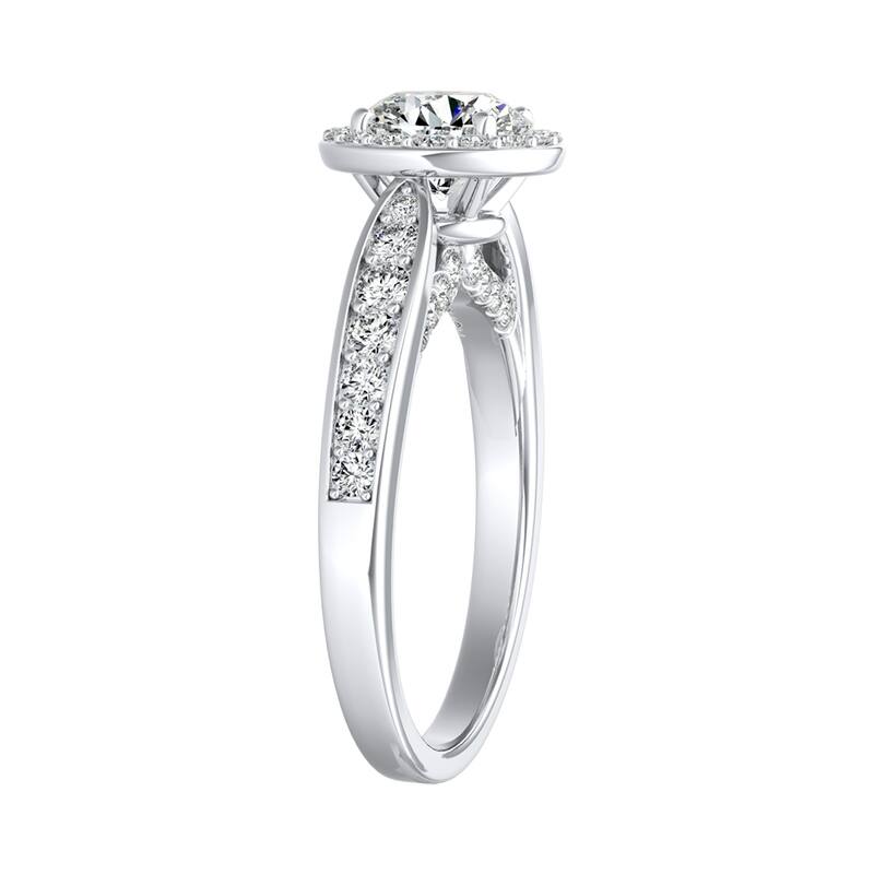 Auriya 14k Gold 1/2ct Round Moissanite Halo Diamond Engagement Ring 1/2cttw