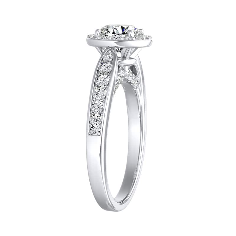 Auriya 14k Gold 3/4ct Round Moissanite Halo Diamond Engagement Ring 1/2cttw