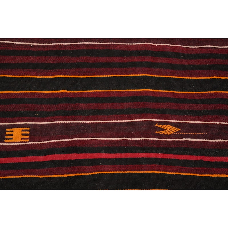 Hand Woven Oriental 100% Wool Carpet Southwestern Tribal Red Kilim Area Rug - 11' 3'' X 6' 7''