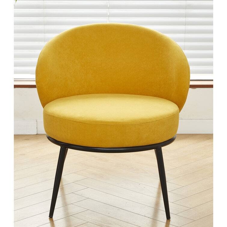 Velvet Accent Chair Solid and Engineered Wood Built on Slender with Black Metal Legs