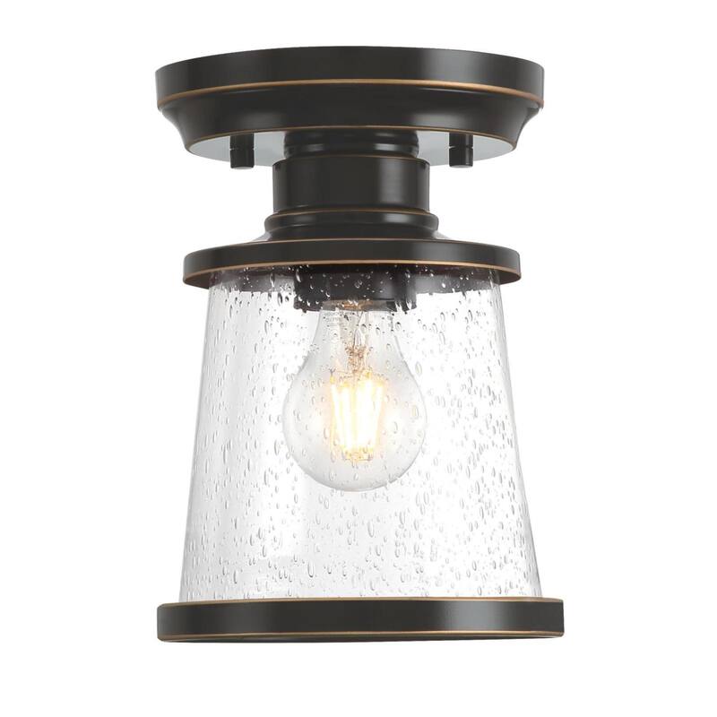 Westinghouse Lighting Emma Jane 7-Inch One-Light Outdoor Semi-Flush Mount, Amber Bronze Finish with Clear Seeded Glass - 1-Light