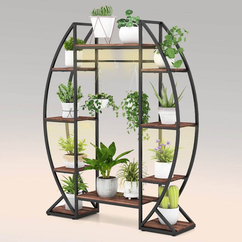 Costway 63” Tall 10-Tier Indoor Plant Stand with Grow Lights for - See Details