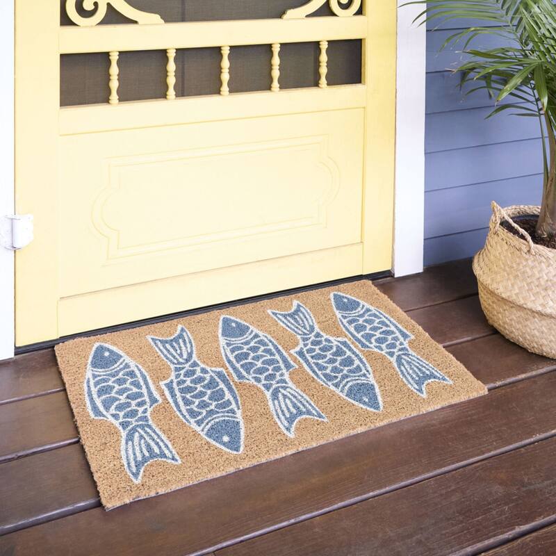 Fish Coastal 18" x 30" Doormat - 18" x 30" - 18" x 30" - Blue