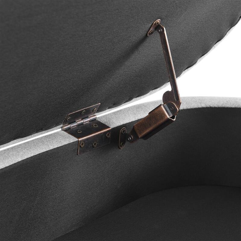 Upholstered Bench with Rubberwood Legs Entry Ottoman Seat, Exquisite Storage Stool Decorative Stool with Flipping Lid