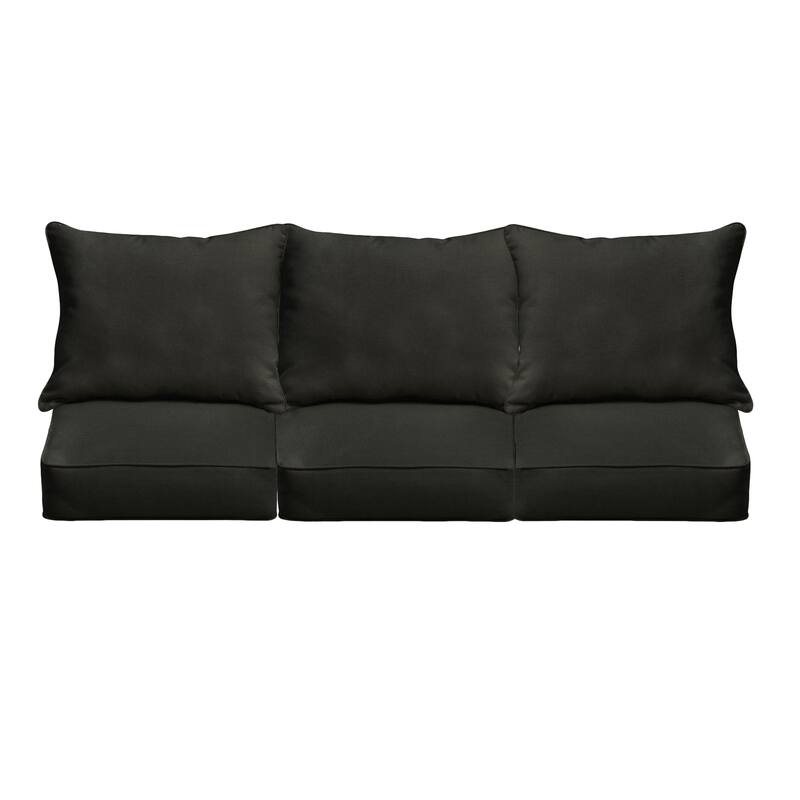 Sorra Home Sunbrella Outdoor Deep Seating Sofa Cushion Set - Sunbrella - Canvas Black/Canvas Black - 23 in W x 27 in D x 5 in H