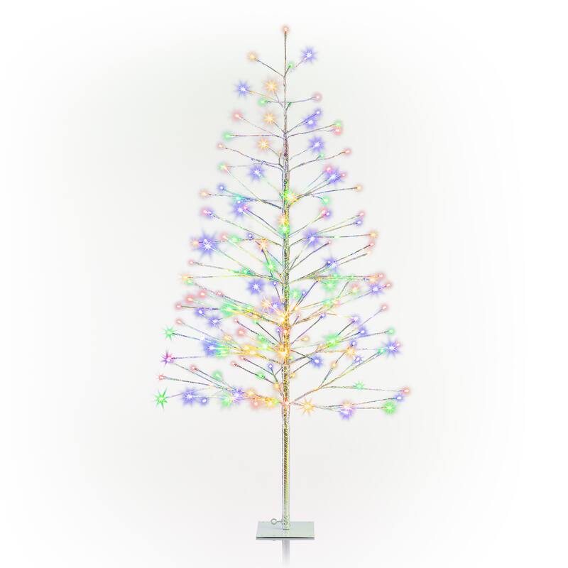 Alpine Corporation 60"H Indoor/Outdoor Artificial Christmas Tree with LED Lights