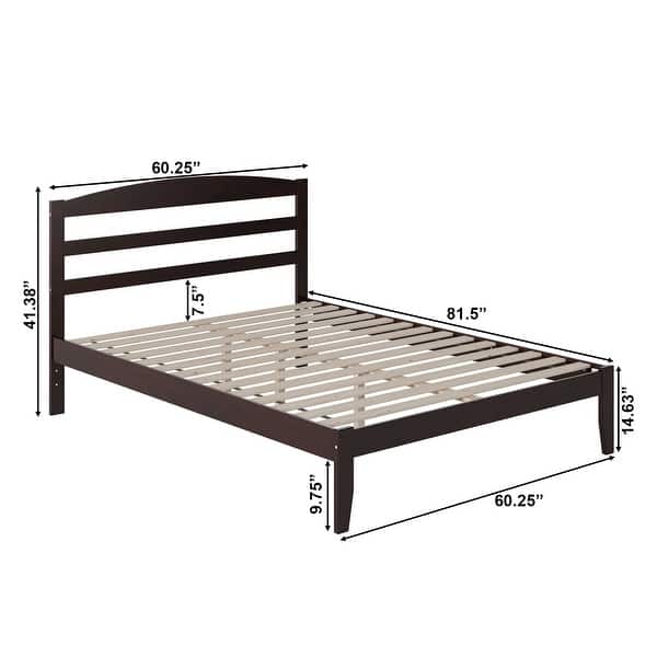 dimension image slide 3 of 5, Warren Solid Wood Platform Bed with Attachable USB Charger