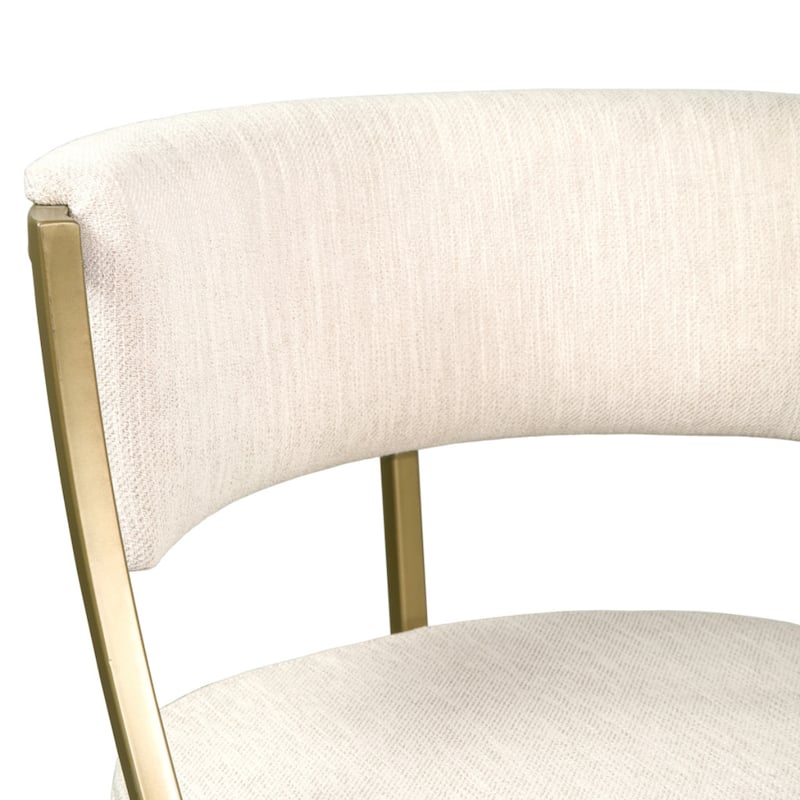 Beige Upholstered Steel Counter Bar Stool with Low Back and Footrest