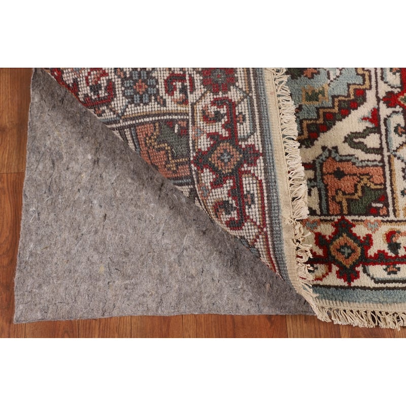 Light Blue Heriz Serapi Indian Foyer Rug Hand-Knotted Wool Carpet - 2'6"x 6'0"