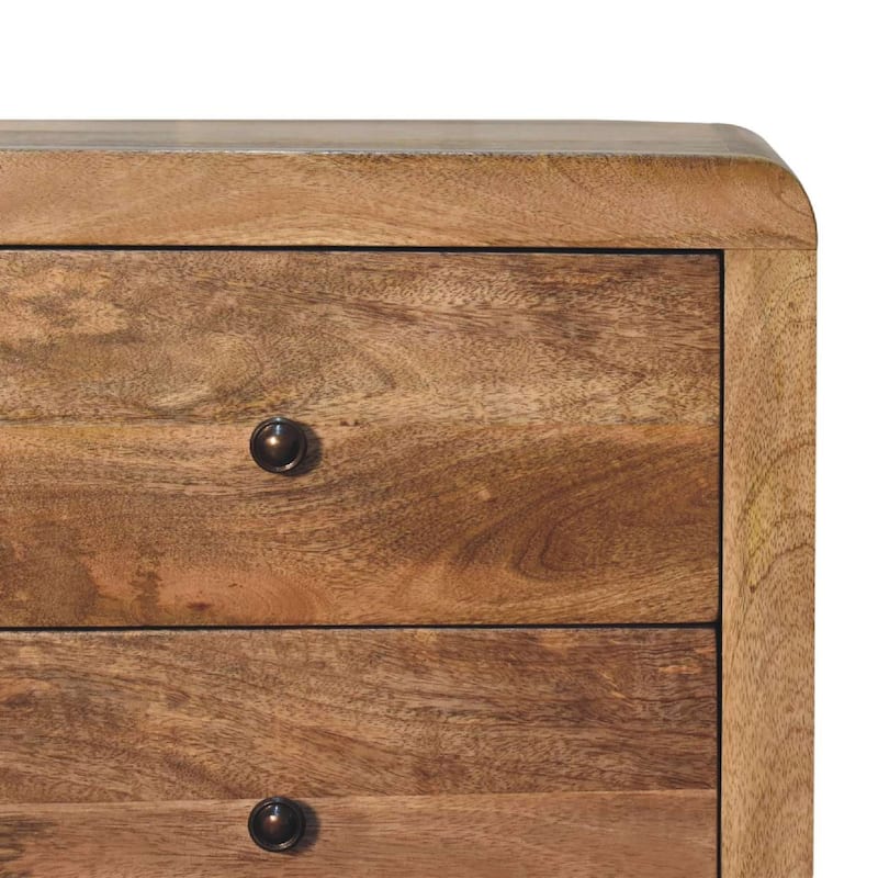 HomeRoots 24" Oak Solid Wood Three Drawer Nightstand