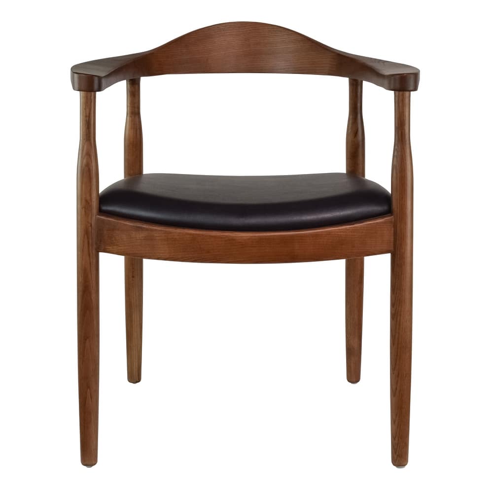 Wooden Farmhouse Dining Chair | PU Leather Cushion Seat | Modern Accent Kennedy Armchair for Kitchen Dining Room or Office