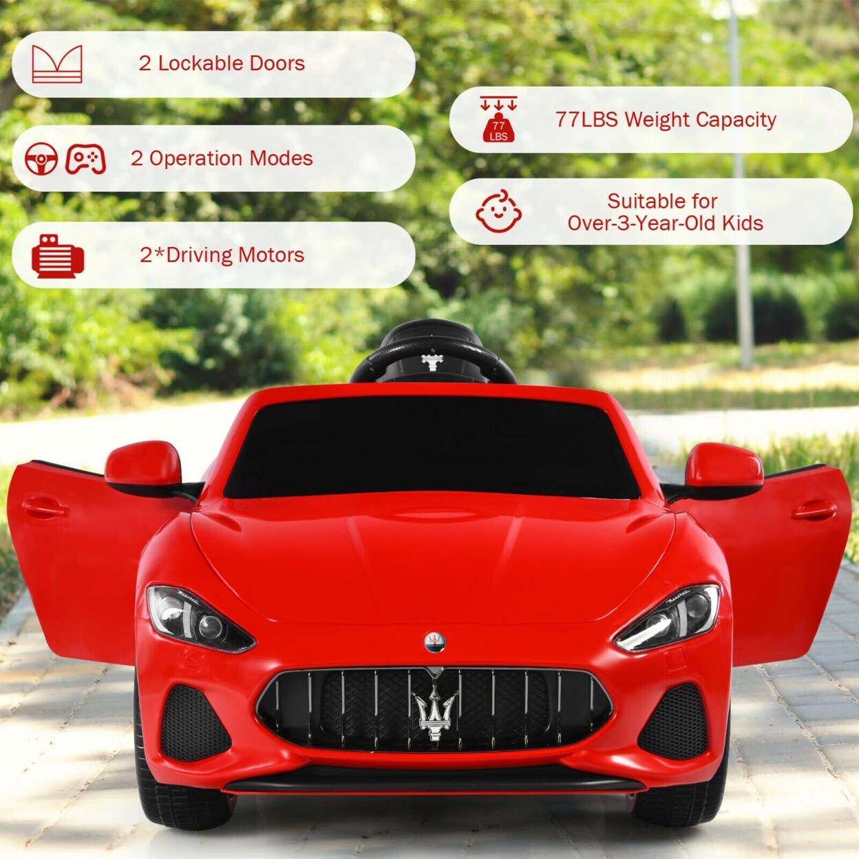 Gymax 12V Kids Ride On Car Licensed Maserati Grancabrio W Remote