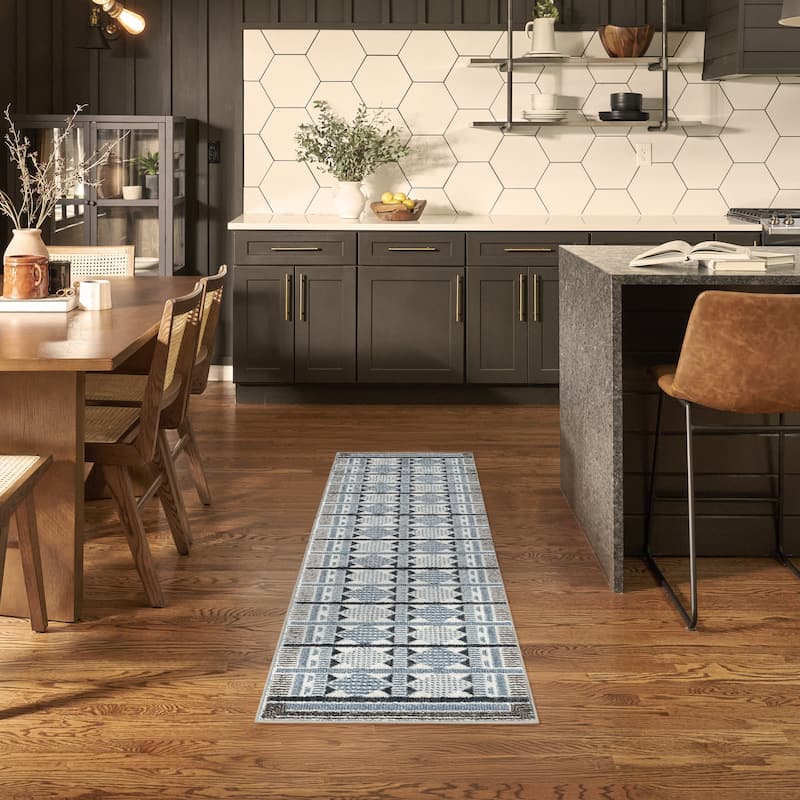 Nourison Nordic Indoor only Geometric Area Rug - 2' x 6' - Blue - Runner
