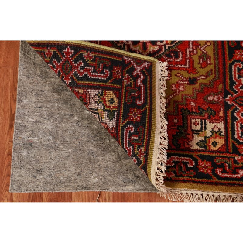 Hand Knotted Oriental 100% Wool Carpet Traditional Geometric Yellow & Gold Heriz (serapi) Runner Rug - 7' 11'' X 2' 7''