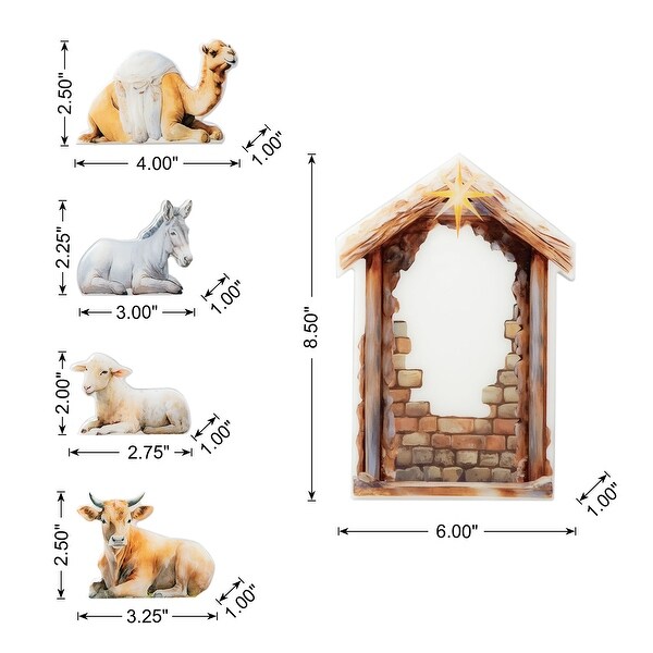 Glitzhome 13 Piece Christmas Wooden & Resin Nativity Figurine Set