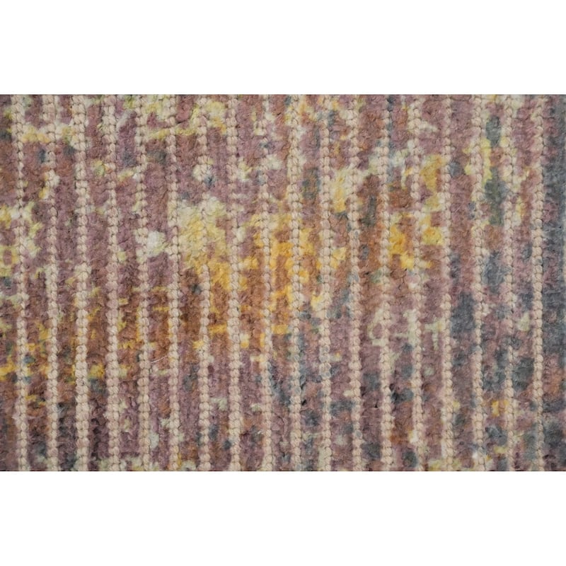 Hand Knotted Oriental Viscose Silk Carpet Modern All-Over Multi-Colored Abstract Area Rug - 7' 6'' X 5' 4''