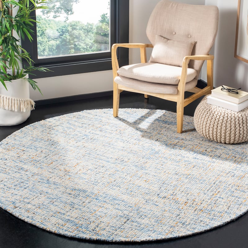 SAFAVIEH Handmade Abstract Lottie Modern Wool Rug - 6' Round - Dark Blue/Rust - Round