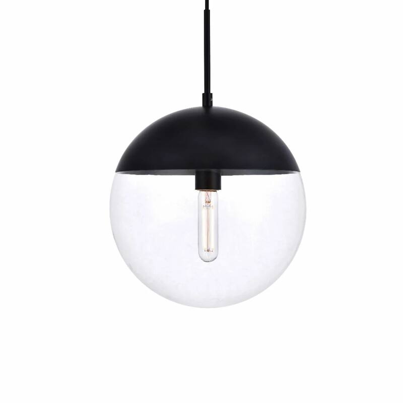 Elegant Lighting Eclipse Single Light 12" Wide Pendant with Clear - Black
