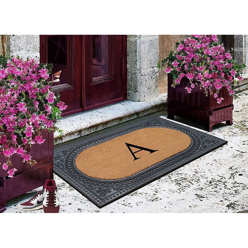 A1HC First Impression Carson Rubber and Coir 24" X 39", Heavy Duty, Easy to Clean Outdoor Monogrammed Doormat