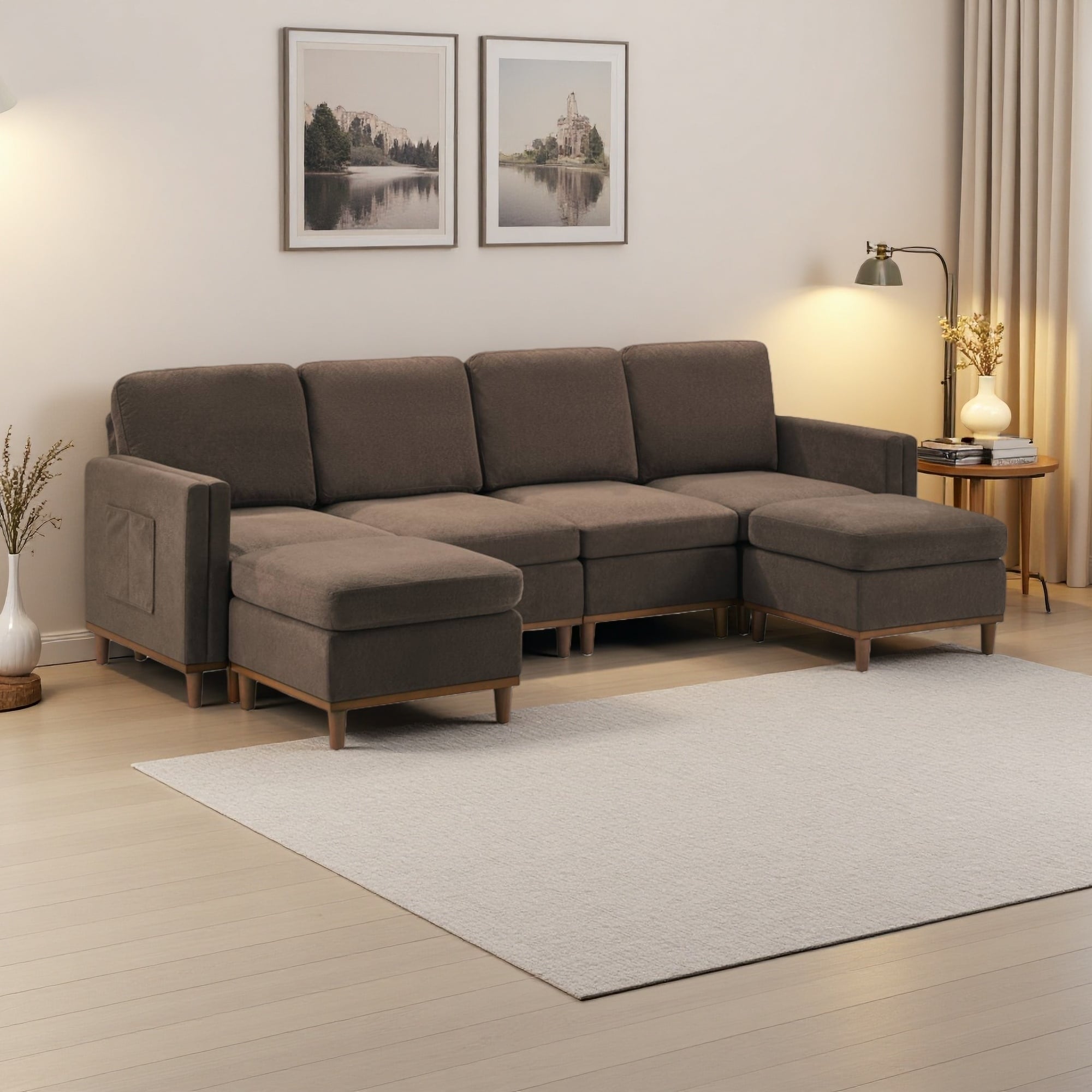 105.5" Fabric Modular Sectional Sofa, Transformable Design, 4-Seater
