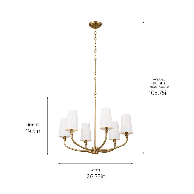 Kichler Lighting Adeena 26.75-in 6-Light Brushed Natural Brass Chandelier - 26.75