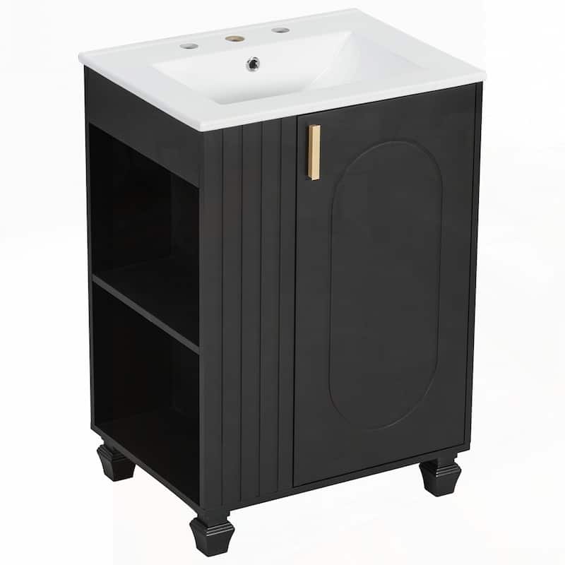 24" Bathroom Vanity with Sink, Bathroom Cabinet with Door Shelf