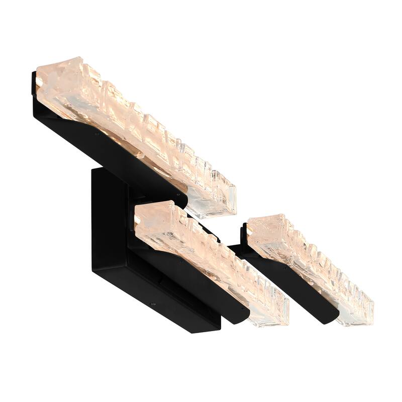 Valira Integrated LED Black Vanity Light with Handcrafted Glass