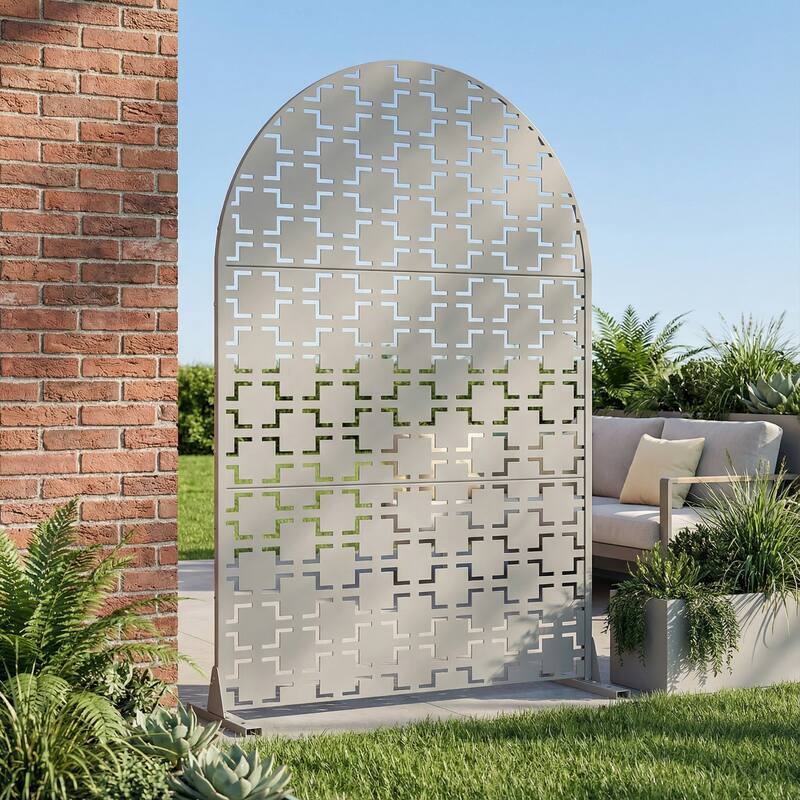 Dovelina 6ft.Outdoor Freestanding Metal Privacy Screen Decorative Garden Fence - 72"x47"
