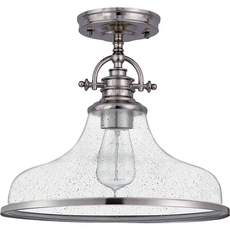 Quoizel Grant Brushed Nickel Steel 1-light Semi-Flush Mount