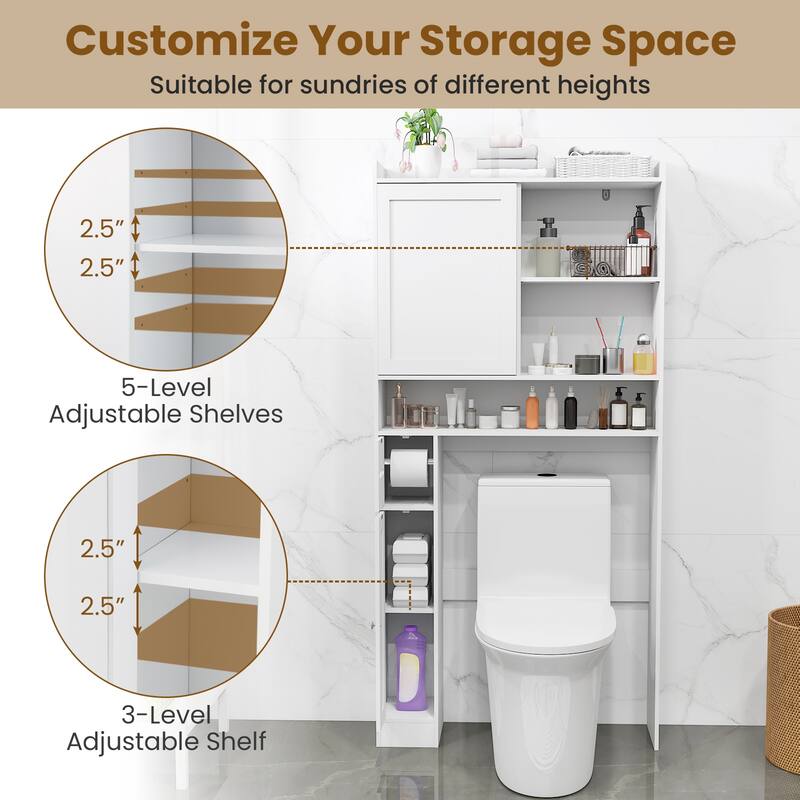 Gymax Over the Toilet Cabinet Space-saving Bathroom Storage Organizer