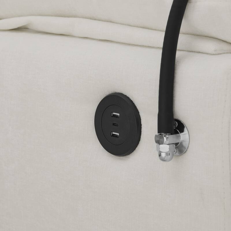 Double Recliner Chair with Adjustable Backrest, Storage Ottoman, USB Port & Phone Stand