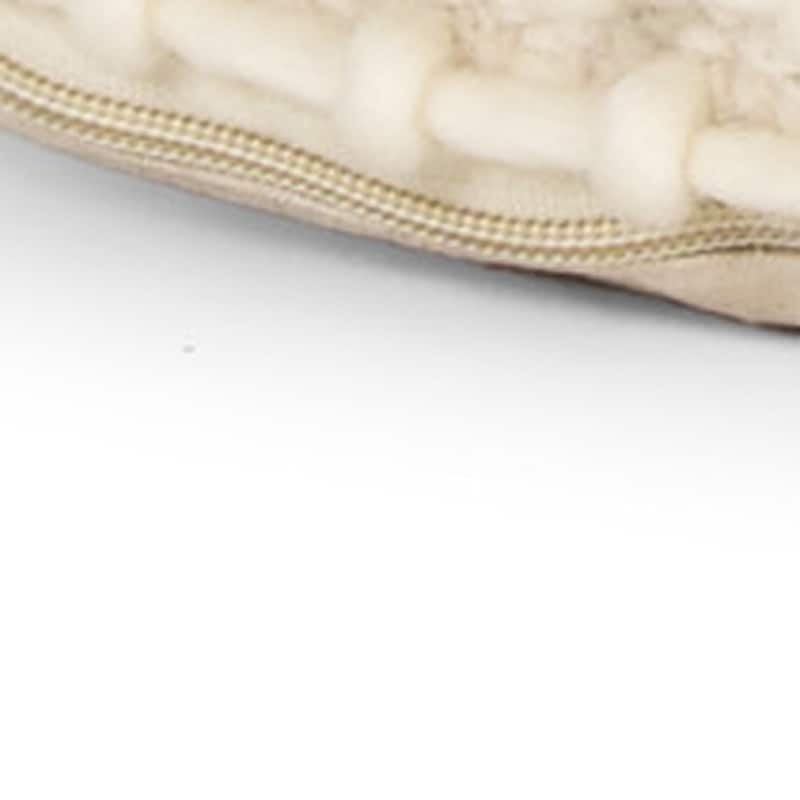 HomeRoots 16" Beige and Cream Wool Striped Cube Pouf Ottoman