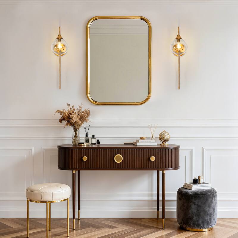 Celesn Modern Glam 1-Light Gold Bathroom Vanity Lights Smoke-gray Glass Wall Sconces - W 6" x H 22"