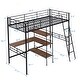 preview thumbnail 5 of 26, Twin Size Metal Loft Kids Bed with Built-in Desk and 3-Tier Shelves, Space-Saving Design with Guardrails, Easy Assembly, Black