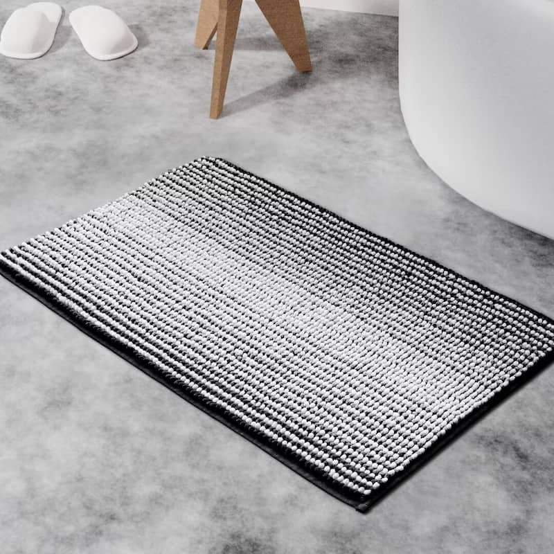 Ombre Chenille Non-Slip Bath Rug - 20"Wx32"L - Black