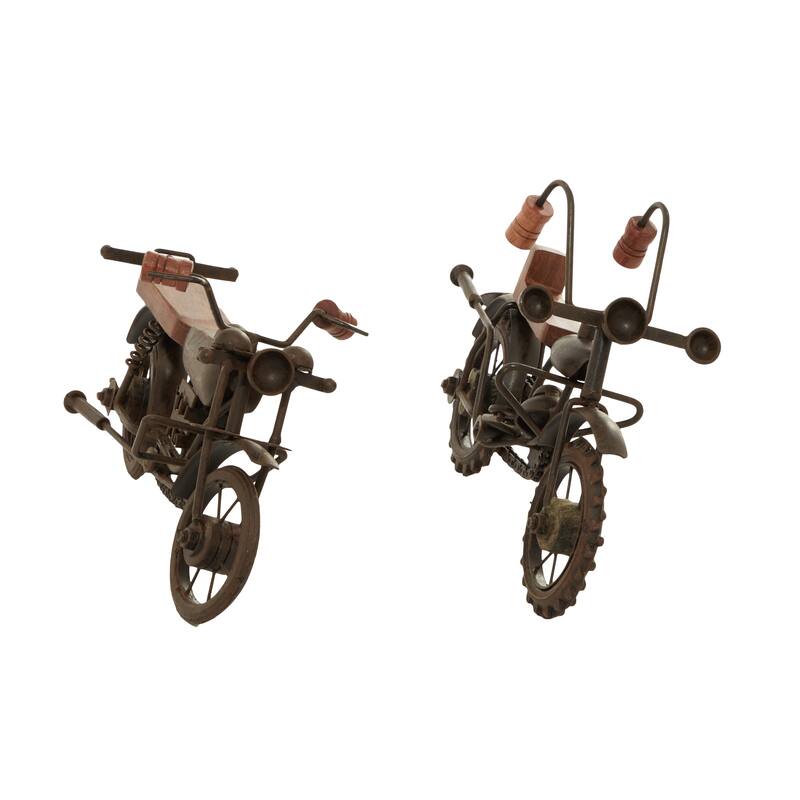 Brown or Gold Metal Motorcycle Sculpture (Set of 2)