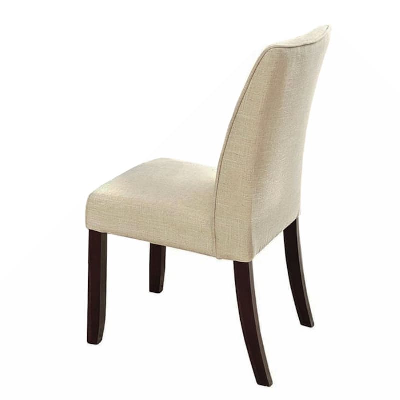 Set of 2 Padded Fabric Side Chairs in Espresso and Ivory