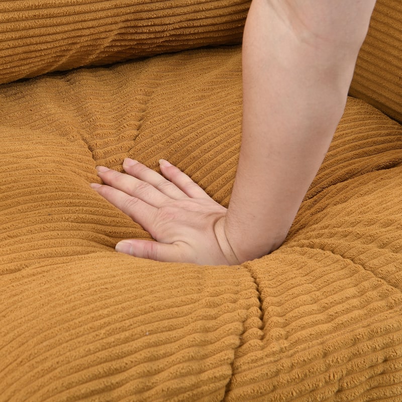 57.9" Corduroy Loveseat Sofa with Wooden Frame, High-Resilience Sponge, and Space-Saving Design