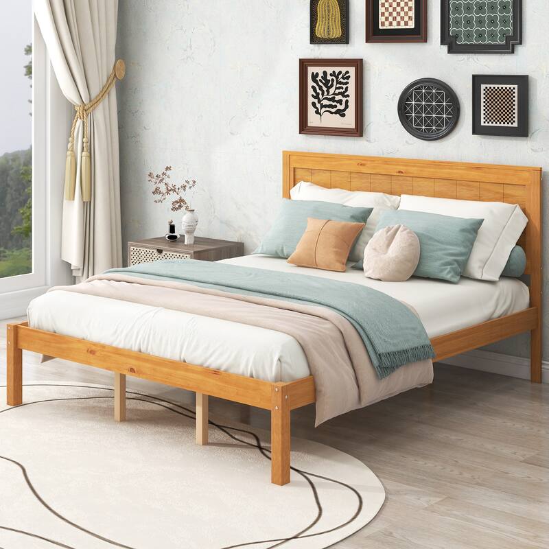 Nestfair Queen Size Platform Bed with Headboard