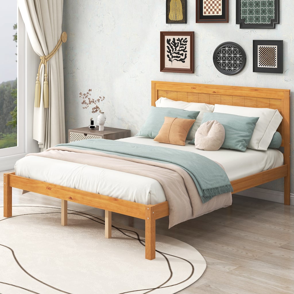 Queen Size Platform Bed Frame with Headboard